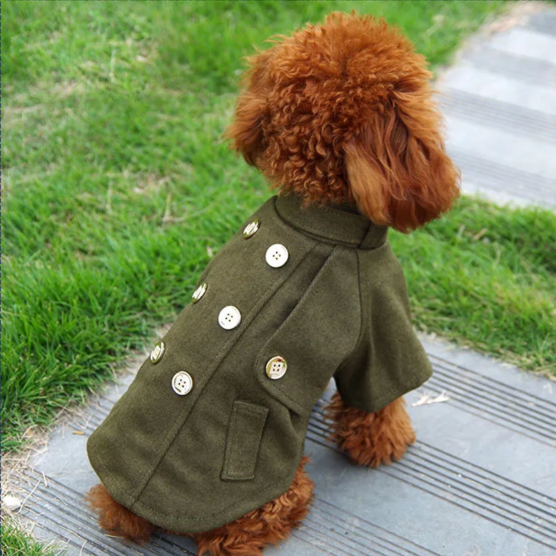 Luxury dog pet cat wool trench coat clothing winter warm dog Cotton padded jacket small medium