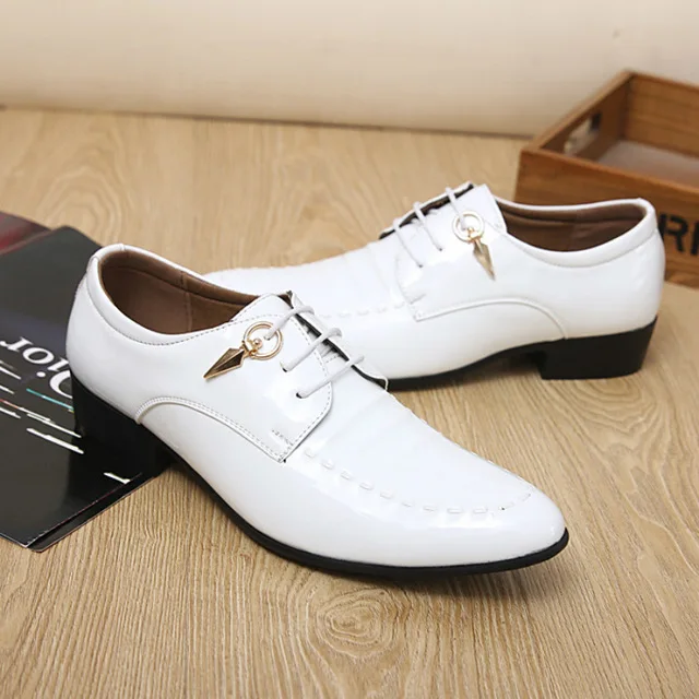 Ake ASIA/Лидер продаж, Мужская Высококачественная Роскошная лакированная кожа, мужская модельная обувь для работы, свадьбы строгие туфли на плоской подошве, стиль Hombre Zapatos A017 - Цвет: White