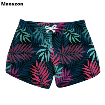 

Maoxzon Womens Leaf Digital Print Drawstring Casual Shorts For Female Summer Fashion Both Side Pockets Quick Dry Shorts XL