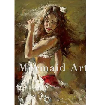 

3D Handpainted Canvas Art Ballerinas Handpainted Modern Woman Portrait Painting Ballet dance Girl Oil Painting on Canvas