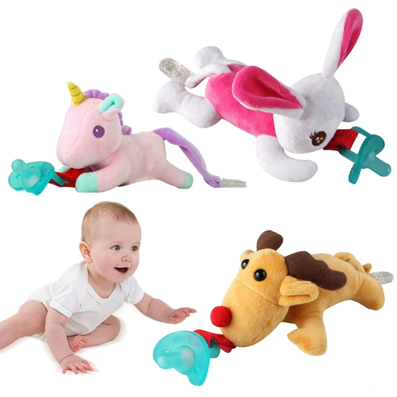 Baby Nipple Toys Silicone Pacifier Lovely Stuffed Animals Clip Feeding