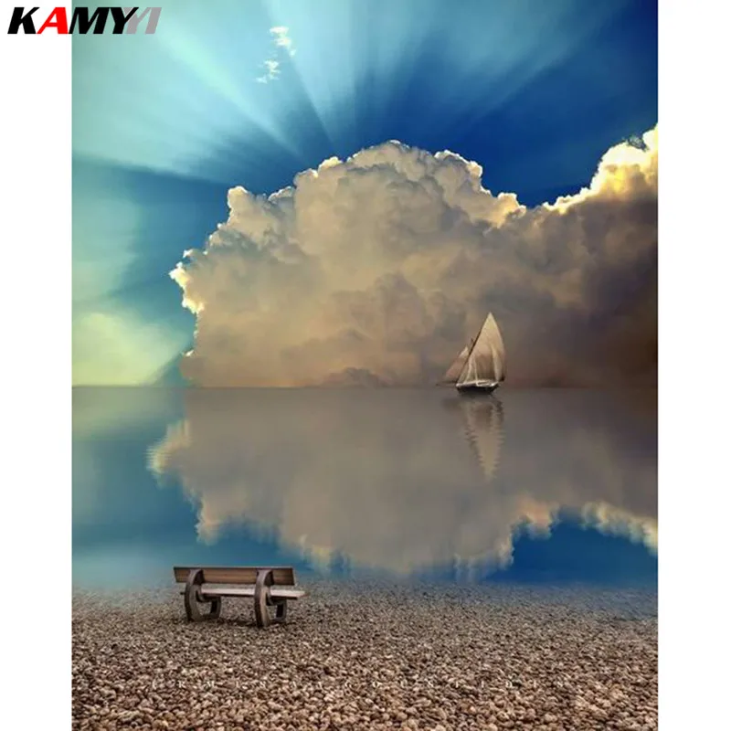 

Full Square/Round Drill 5D DIY Diamond Painting White cloud, blue sky 3D Embroidery Cross Stitch Mosaic Decor HYY