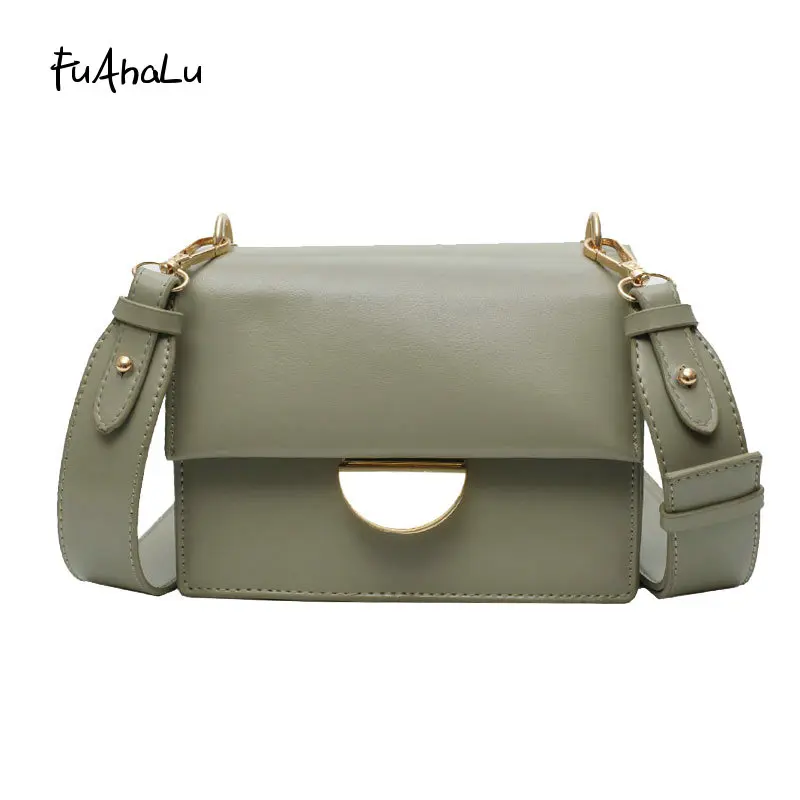 

FuAhaLu 4 colours PU crossbody bags for women with LOCK Solid shouler bag Fashion handbags for Spring and Summer