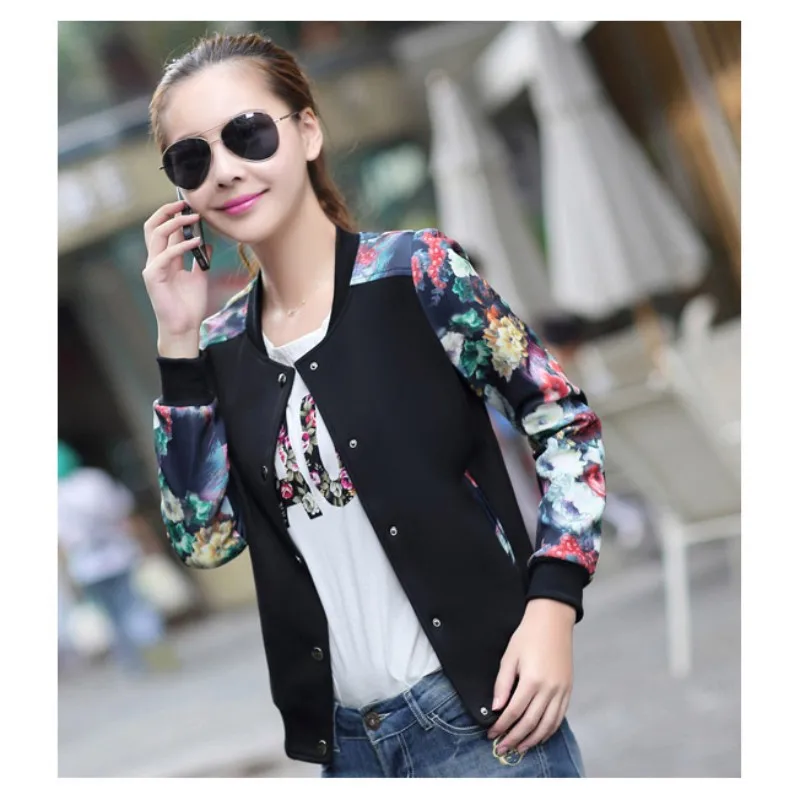

Women's Jackets Long Sleeves Baseball Jacket Femininos College Jackets Print Bomper Coat Autumn Winter Coats