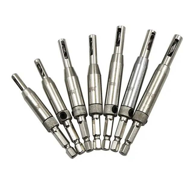 8Pcs//set 1//4 Shank Door and Window Hinge Hole Drilling Set Woodworking Hole Punch Hexagon Positioning Pocket Bit Tools