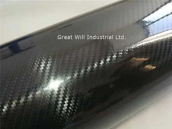 

4 Rolls/Lot Black 5D Carbon Fiber Vinyl Wrap Film Like Real Glossy Carbon Fibre 5D Black Air Release Car Wrap 1.52x20m/Roll