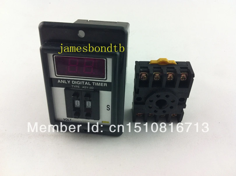 

DC 24V Power ON Delay Timer Time Relay 1-99s with base socket