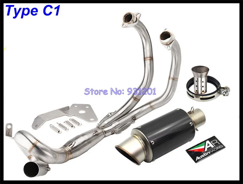 For Yamaha MT07 FZ07 XSR700 Full Exhaust System Motorcycle Front Tube Headers Middle Pipe AR Austin Racing Muffler Escape Moto - Цвет: Type C1