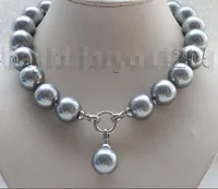 

ladies Jewelry Gift Women's Natural 14mm Gray Round Shell Pearl Necklace pendant AAA necklaces natural Luxury Ms. girl