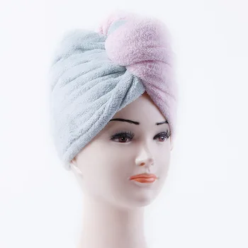 

Cute Blue&Pink Women Hair Towel Bathroom Super Absorbent Quick-drying Microfiber Bath Towel Soft Home Hair Dry Cap Salon Towel