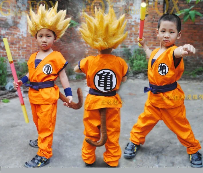 Драконий жемчуг Z DBZ Сон Гоку косплей костюм одежда и парик для детей