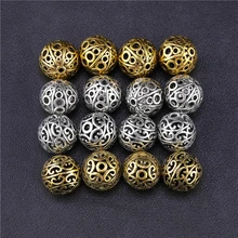 Juya 10 adet toptan içi boş Vintage Metal boncuk malzemeleri antika altın kazınmış boncuk İğne boncuk takı yapımı