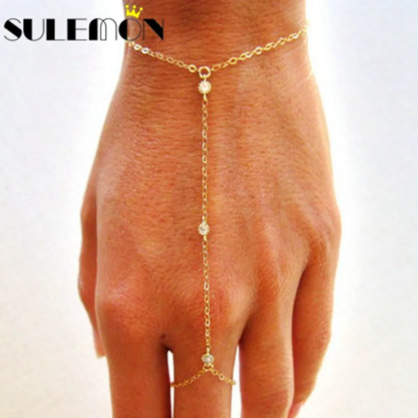 Женский браслет утонченный крошечный циркон золотого цвета|hand chain jewelry|bracelet
