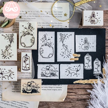 Mr Paper Dreamy Cartoon Little Prince Rose Fox Wooden Rubber Stamps for Scrapbooking Decoration DIY Craft Standard Wooden Stamps 1