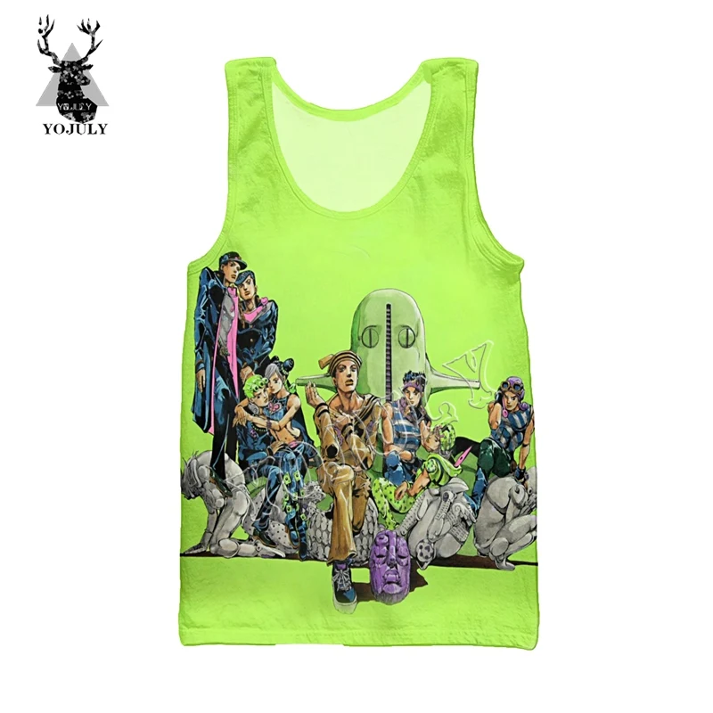 YOJULY Summer Unisex sleeveless shirts 3D Print Anime JoJo Bizarre Adventure Men Vest Women Casual Funny Tops Clothing Ve23