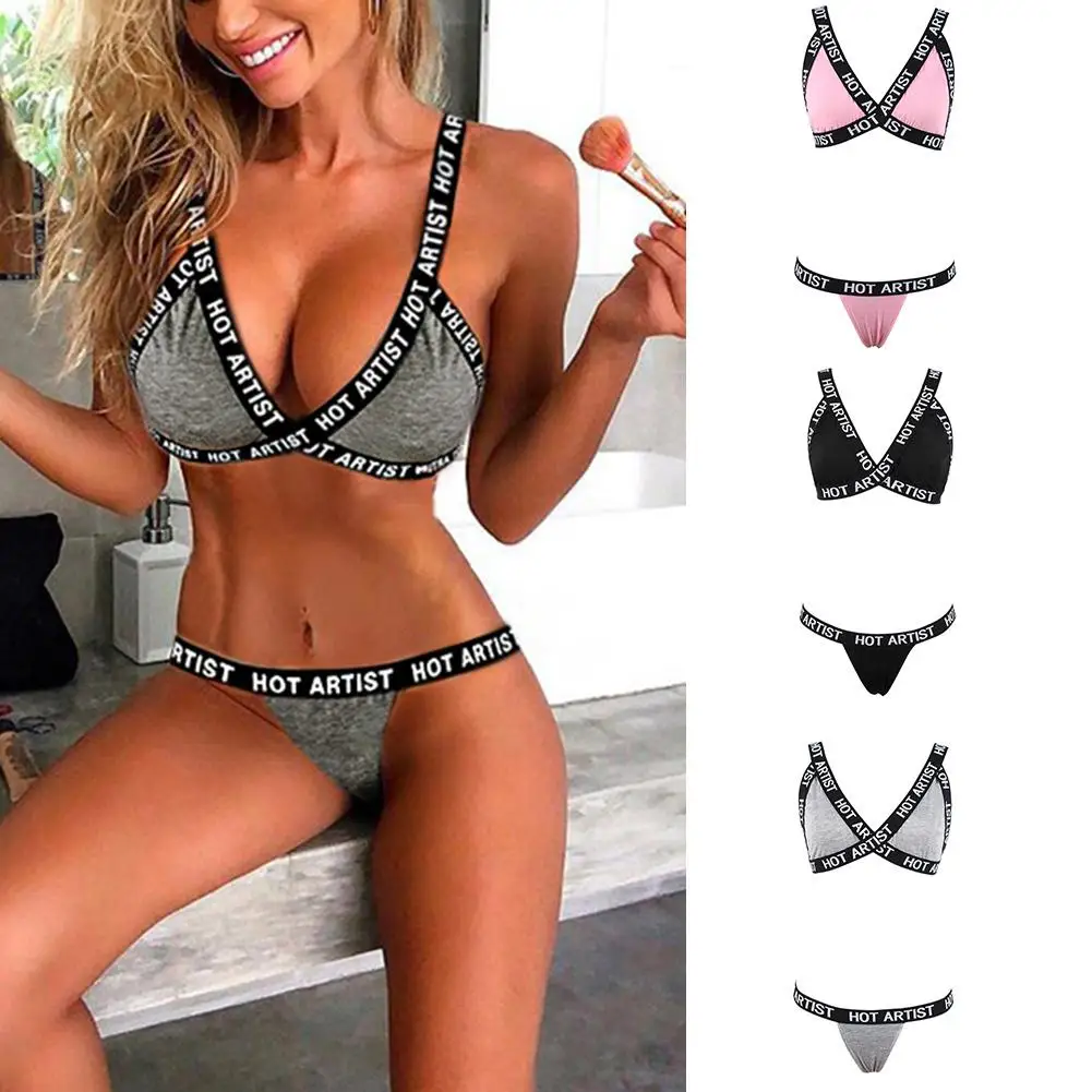 

Fashion With Letter Sexy Underwear Set Lace Embroidery Bra Set Women Plus Size Push Up Underwear Set Bra Panty Set Cup #!