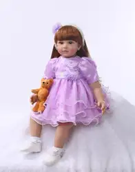 60 см High-end Силиконовые винил возрождается кукла игрушка для новорожденных девочек младенцев принцесса кукла подарок на день рождения