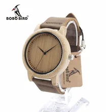 BOBO BIRD L19 Women Watches Bamboo Wooden Watch Real Leather Band Quartz Watch As Gift For