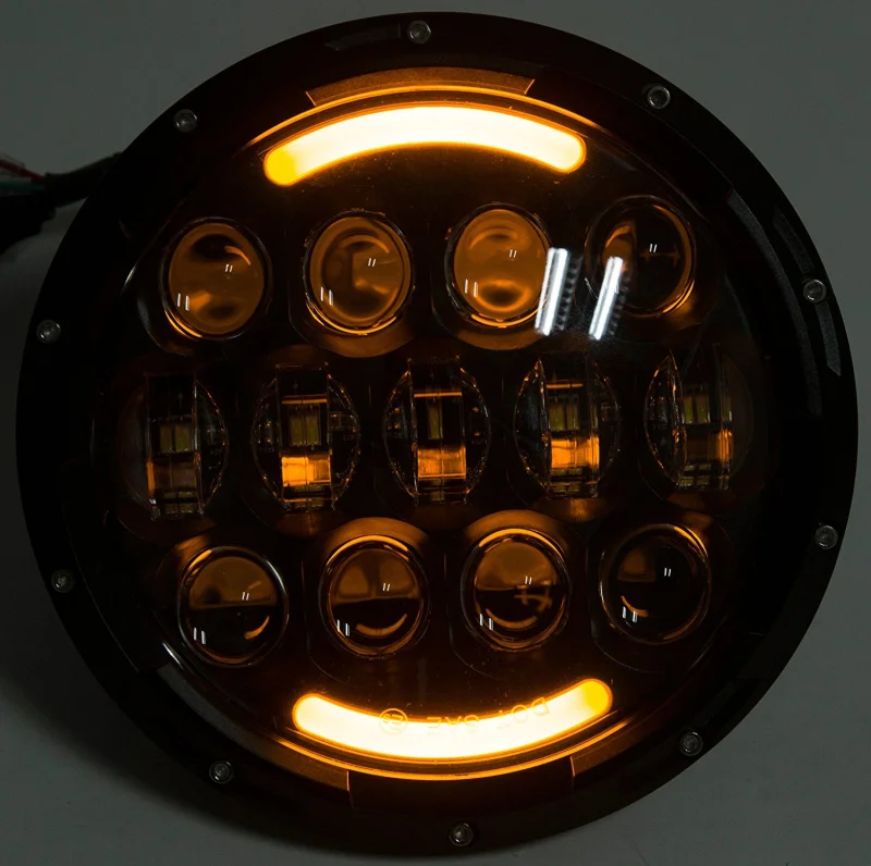 FADUIES Super Bright 12V 105W H4 7 inch led headlight with White DRL Yellow Turn Signal Lamp For AM General Hummer 1992~2001 (18)