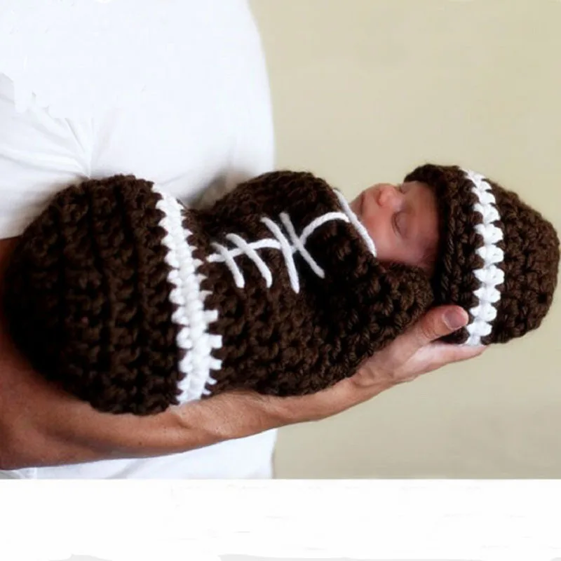 Newborn Baby Boy Football Photography Props Outfil Baby Handmade