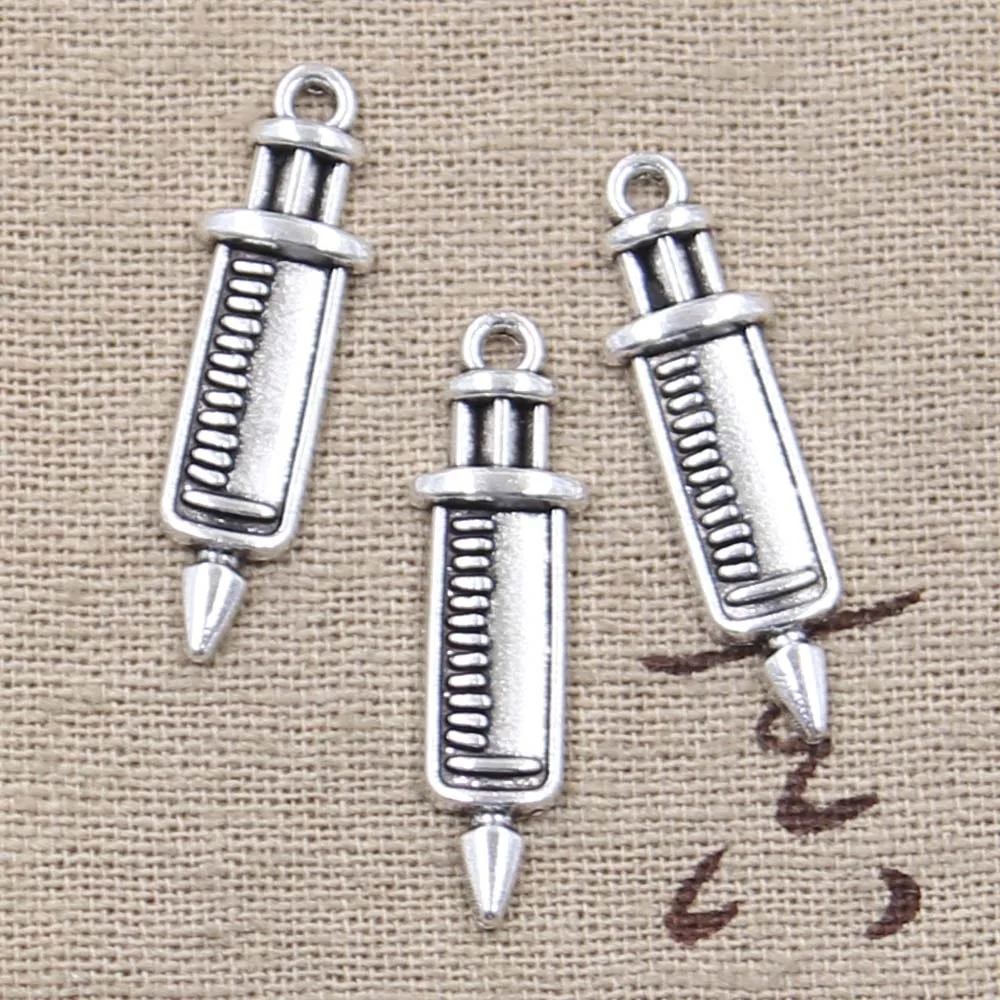 8pcs Charms doctor syringe 30*9mm Antique Making pendant