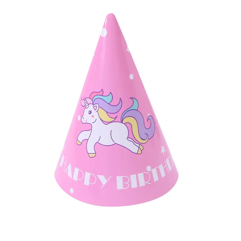 

10pcs Cartoon pink unicorn Party Favors Spiderman kids party hat children birthday party supplies party Decoration Set