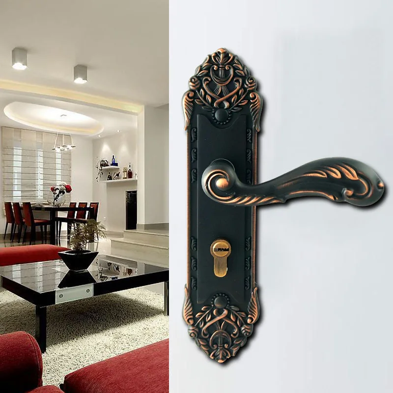 

2018 Special Offer New Padlock American Door Lock Simple Mediterranean Bedroom Black 58 Magnetic Suction Indoor Wooden Handle