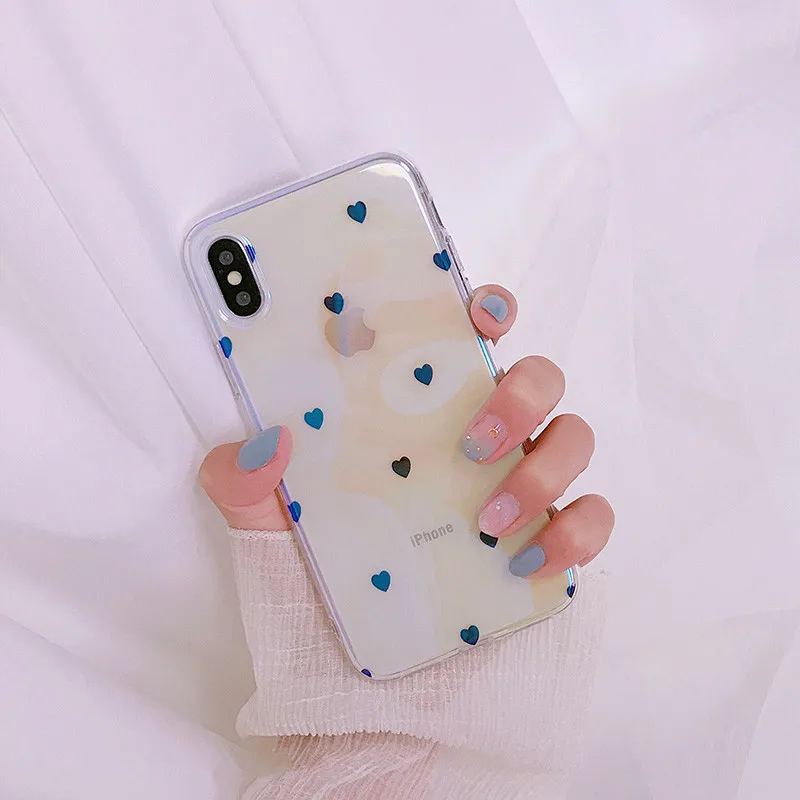 Милый арт Rerto Love Heart прозрачный корейский чехол для телефона iPhone 7 Puls 6 S 8 X Xs Чехлы