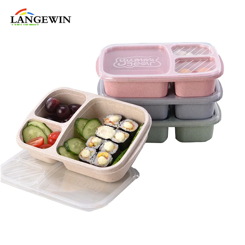

Eco Friends 3Grid Lunch Box Microwavable Heated Food Container Japanese Sytle Bento Lunch Box healthy Kawaii meal prep containe