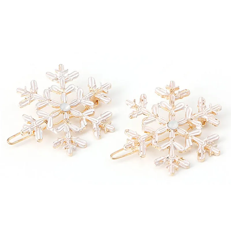 

New 2Pc Snowflake Women's Crystal Rhinestone Hair Pin Clips Barrette Hairpins