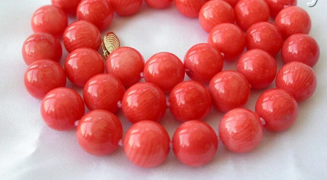 

N2420 WOW big 10MM ROUND natural pink CORAL BEADS necklace 14K clasp 28% Discount (A0325)