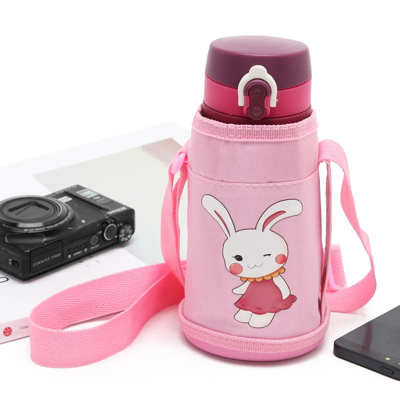 

cute printing insulated water bottle holder cooler bag picnic drinks thermal cup sleeve carrier cool bag with shoulder strap