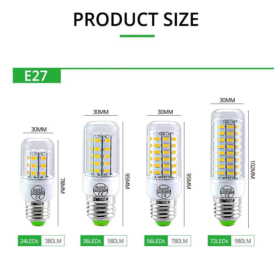 E27 светодиодный светильник E14 светодиодный SMD 5730 220 V лампочки «Кукуруза» 24 36 56 72 светодиодный s Lamparas светодиодный Люстра для украшения дома