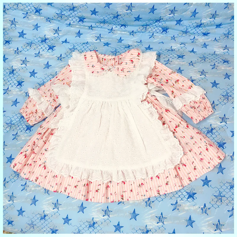 Г. Платье с цветочным принтом для маленьких девочек испанское, стильное платье принцессы в стиле ретро, хлопковая детская Рождественская праздничная одежда