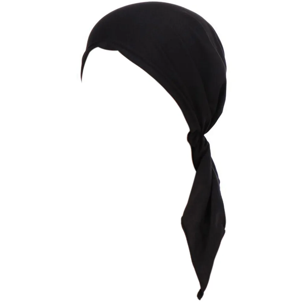 Спальное место#502 Женская индийская шляпа мусульманская гофрированная раковая шапка Хемо шарф Тюрбан два хвоста шапка повседневная одежда однотонная