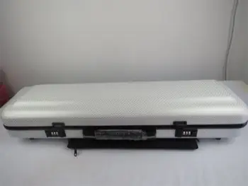 

White color Carbon fiber coded lock violin case 4/4 with music bag