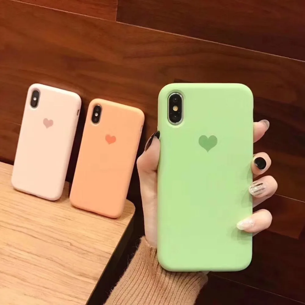 Чехол для iPhone 6 чехлы из жидкого силикона с сердечками Apple 11 Pro 6s 7 8 Plus X Xs Max XR модный