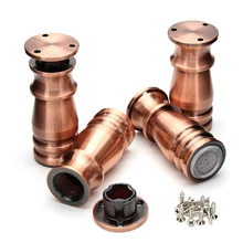 Сверхмощная ножка для мебели из сплава алюминия с прозрачным резиновым ковриком регулируемая высота Ретро Медь "-4 2/5" 4 шт