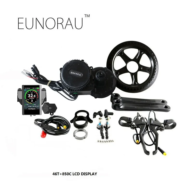 EUNORAU 8fun bafang 48v500w электровелосипед мотор 8fun Средний привод комплект для переоборудования электрического велосипеда мм G340.500 - Цвет: 46T and 850C LCD
