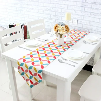

Thick Cotton Canvas Colorful Geometric Table Runner placemats upscale fabric coffee table flag bed runner