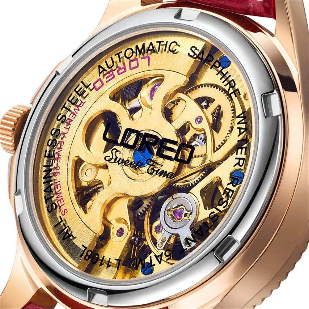 LOREO элегантный из белой керамики женские часы люксовый бренд женские Автоматические механические часы женские водонепроницаемые relogio feminino