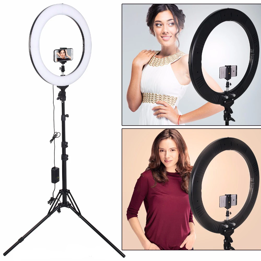  18'' Ring Light RL-18 LED Selfie Bi-color Photography YouTube Makeup Beauty Lamp with Stand Camera  - 32826964822