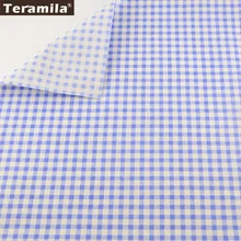 TERAMILA Синий Проверки Конструкции Домашний Текстиль Льняной Ткани DIY для Скатерти Подушки Мешок Занавес Подушки Zakka