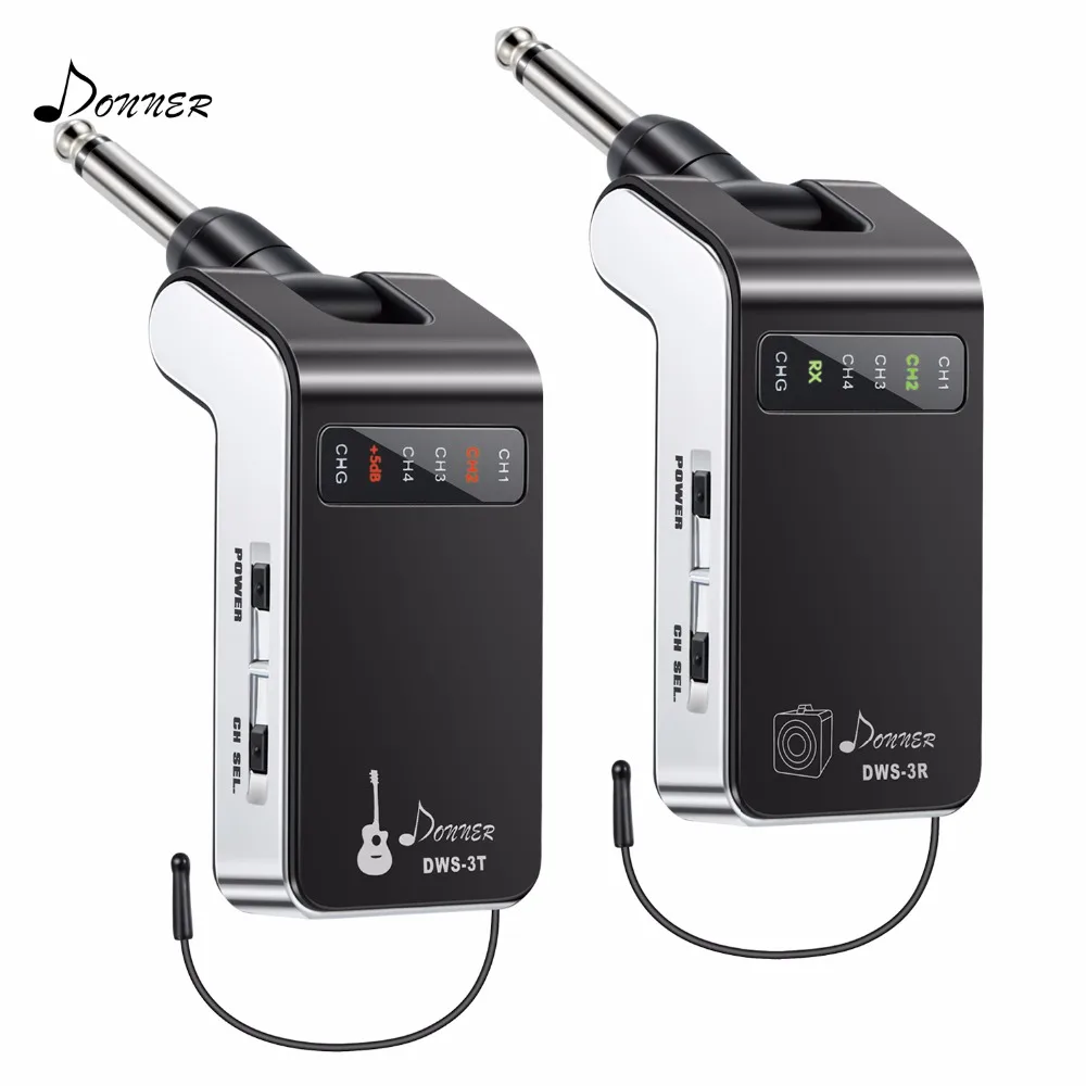

Donner Guitar Wireless System Transmitter & Receiver 60M Transmission Range Built-in Battery Rechargeable For Bass Audio DWS-3