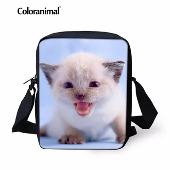 

Coloranimal 3D Animal Printed Women Messenger Bag Unisex Kawaii White Cats Small Crossbody Bag Mini Shoulder Bag Cellphone Purse