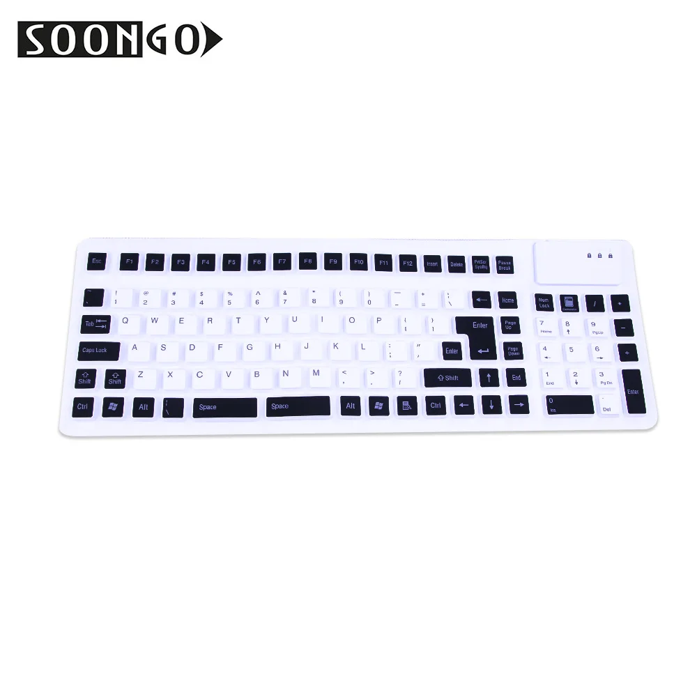 Flexible Slim Folding Silicone Soft Keyboard Roll-up Collapsible Wired USB Teclado Clavier Gamer Mini PC Tablet Laptop Portable (2)