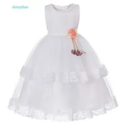 JaneyGao/Платья с цветочным узором для девочек для свадебной вечеринки, белые платья для девочек, вечерние платья, платья для первого