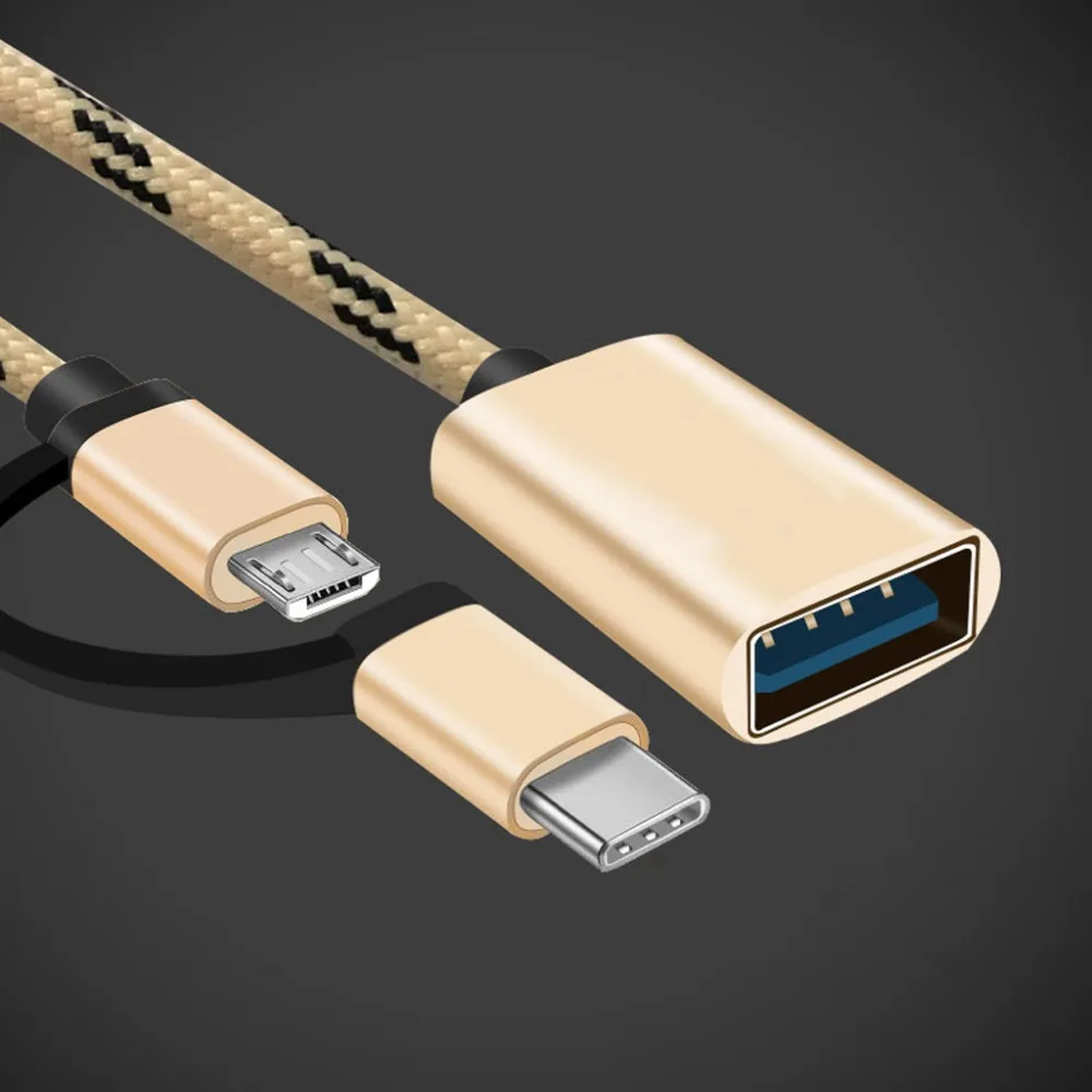 2в1 type C+ Micro USB штекер к USB 2,0 Женский адаптер конвертера OTG для samsung huawei Xiaomi Android мобильный телефон планшет U Dis