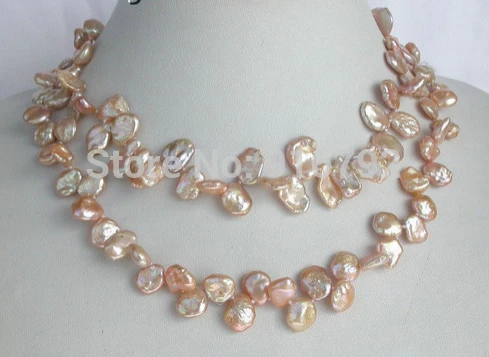 

(B0324) Butterfly 32" 13mm pink reborn keshi pearls necklace