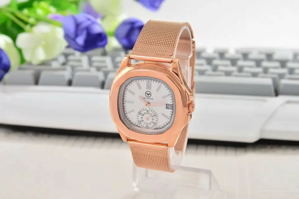 

100% real shooting Rose Gold 30 M waterproof Women Watches Golden Mesh Quartz pp Nautilus style Fashion Women Clock Ladies watch